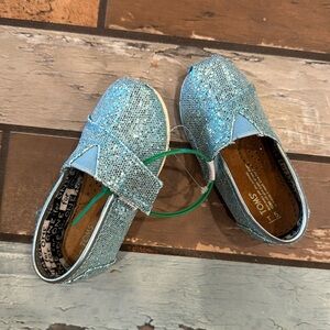 Baby Girls Blue Glitter Toms